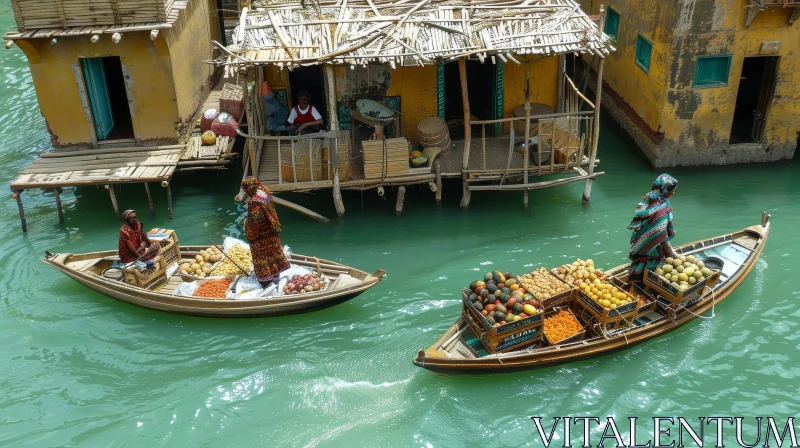 Exploring a Floating Market in Bangladesh AI Image
