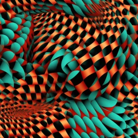 Glowing Blue and Orange Checkered Torus - Abstract 3D Rendering