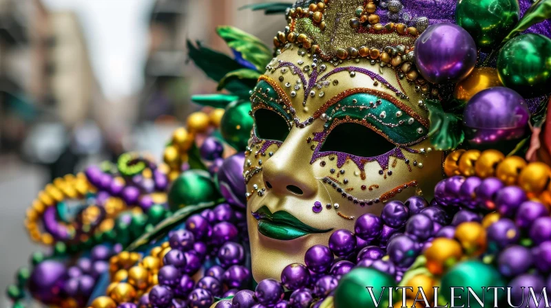 Intriguing Mardi Gras Mask Close-Up AI Image