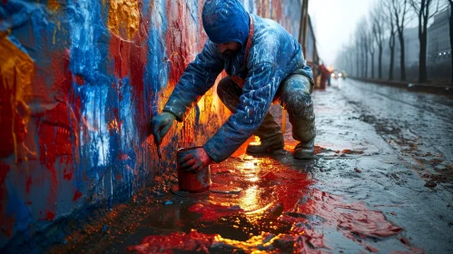 Urban Street Art Mural Painting Scene