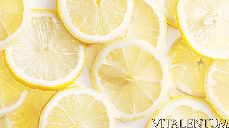 Close-Up Lemon Slices Arrangement on White Background AI Image