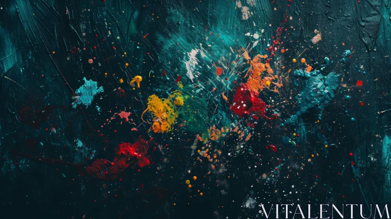 Colorful Abstract Painting with Paint Splatters AI Image