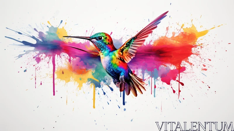 AI ART Colorful Hummingbird Watercolor Painting