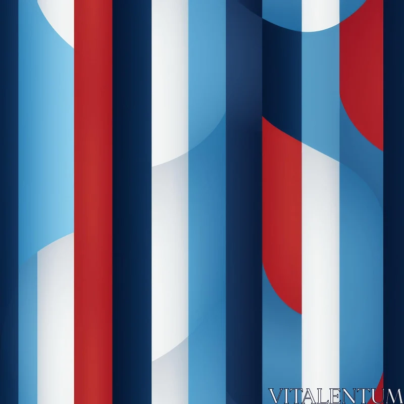 AI ART Curved 3D Striped Pattern in Red, White, and Blue
