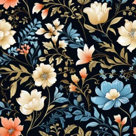 Dark Blue Floral Pattern - Seamless Design