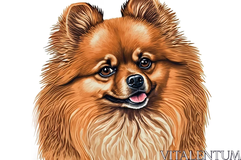 Detailed Pomeranian Dog Illustration with Caricature Faces AI Image