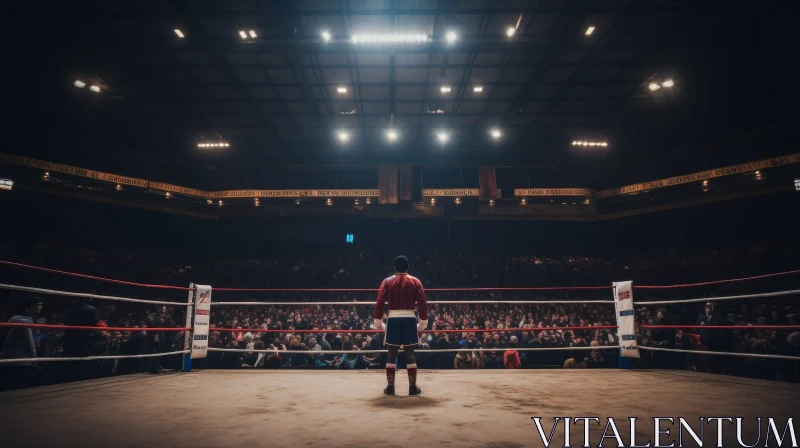Empty Boxing Ring in Arena with Spectators AI Image