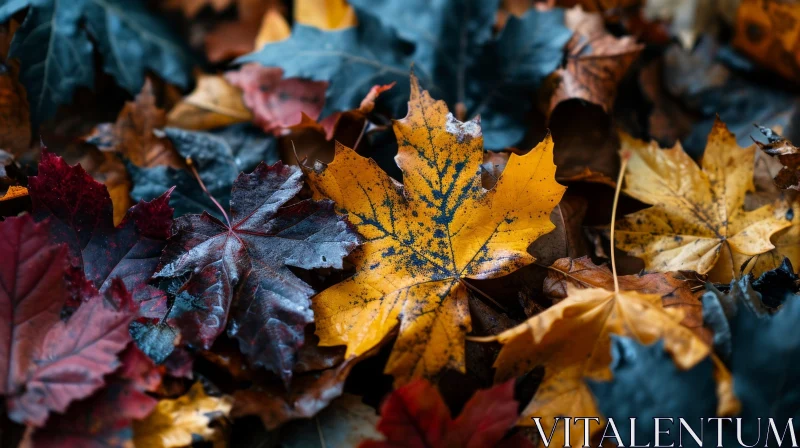 Fallen Autumn Leaves: A Close-up of Nature's Beauty AI Image