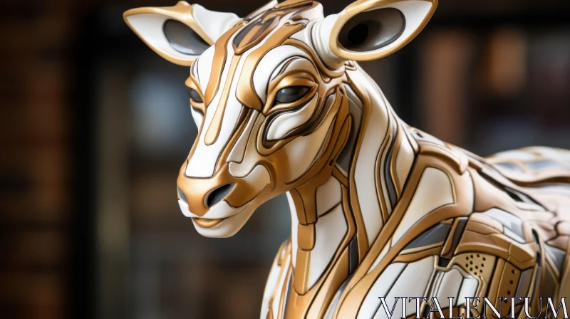 Futuristic Metal Giraffe Sculpture | High-Tech Art AI Image