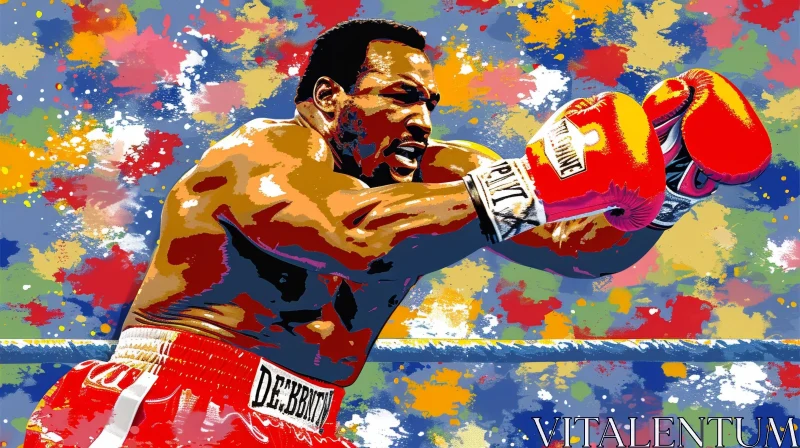 Intense Boxing Match Painting AI Image