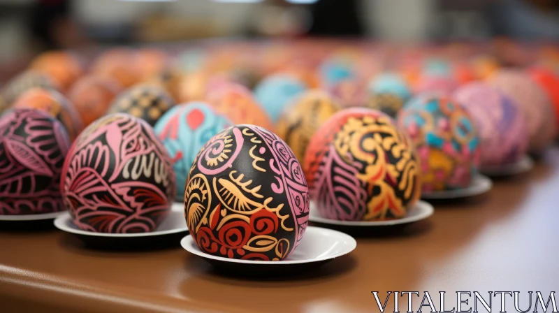 Intricate Easter Eggs Art Display - Inspired by Global Art Traditions AI Image
