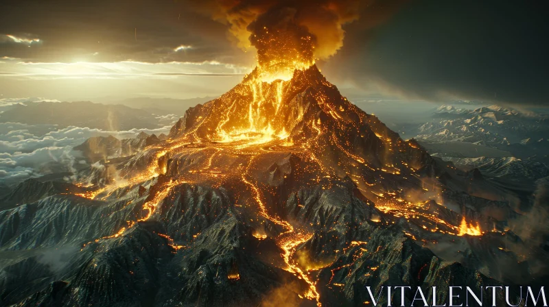 Majestic Volcano Eruption - Natural Wonder AI Image
