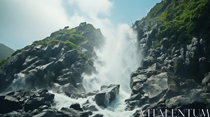 AI ART Majestic Waterfall in Rocky Gorge