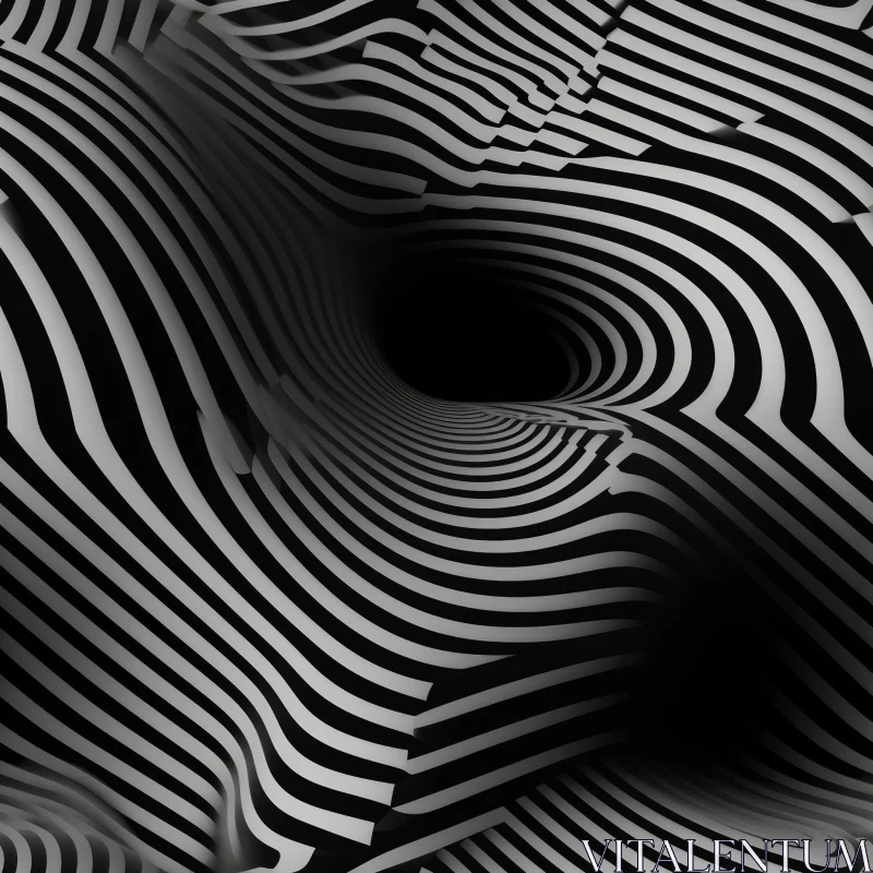 Monochrome Striped Tunnel - 3D Rendering AI Image