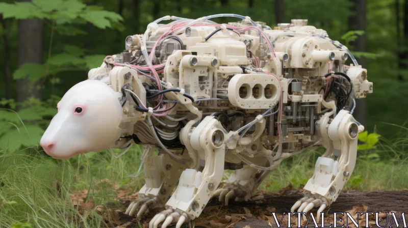 Robotic Sheep in Forest: A Fusion of Industry and Nature AI Image