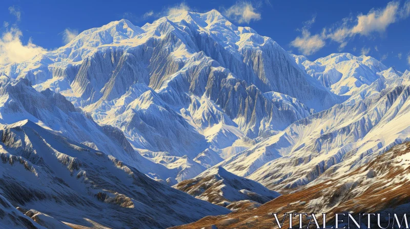 AI ART Snow-Capped Mountain Range - Breathtaking Natural Beauty