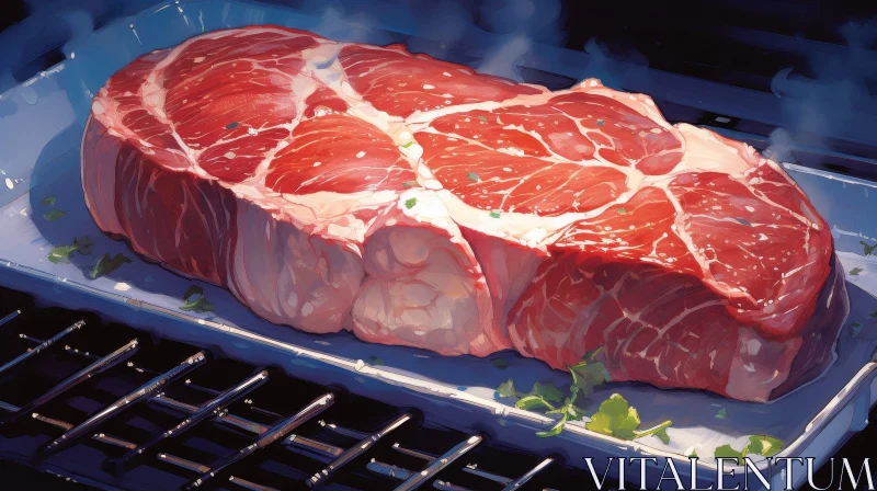 Thick and Juicy Raw Steak on White Tray AI Image