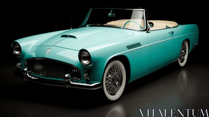 Turquoise Convertible Car on a Dark Background - Lifelike Renderings AI Image