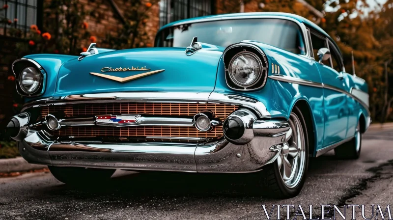 Vintage 1957 Chevrolet Bel Air Car on City Street AI Image