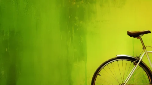 Vintage Bicycle Against Green Wall