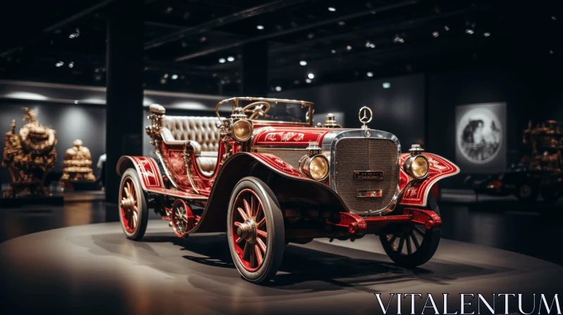 Vintage Red Car in Museum: A Captivating Display of Wealth and Elegance AI Image