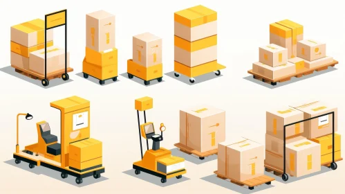 Warehouse Equipment Illustrations - Logistics Tools in Cartoon Style
