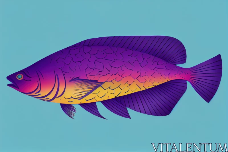 Captivating Fish Artwork on a Blue Background | Impasto Technique AI Image