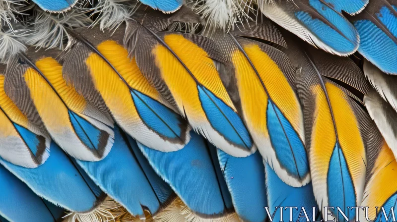 Close-Up Parrot Feathers: Vibrant Colors and Intricate Details AI Image