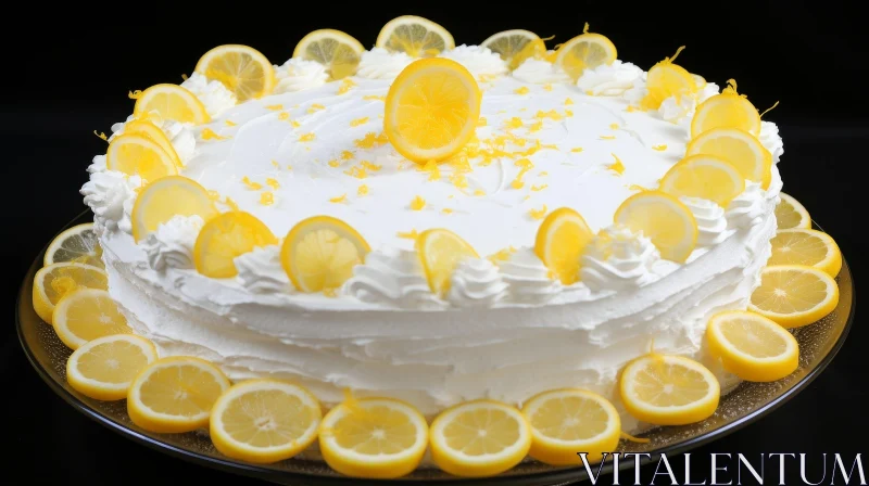Delicious Lemon Cake with White Icing AI Image
