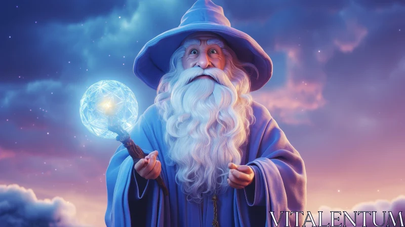 Enchanting Wizard in Mystical Forest AI Image