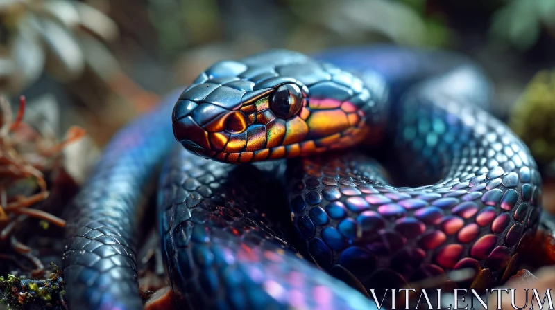 Magnificent Snake with Iridescent Scales - Captivating Close-Up AI Image