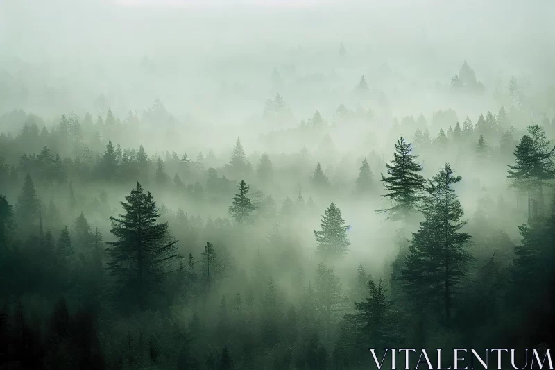Misty Forest Landscape: Captivating Nature-Inspired Imagery AI Image