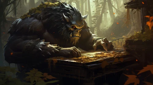 Muscular Ogre in Dark Fantasy Forest