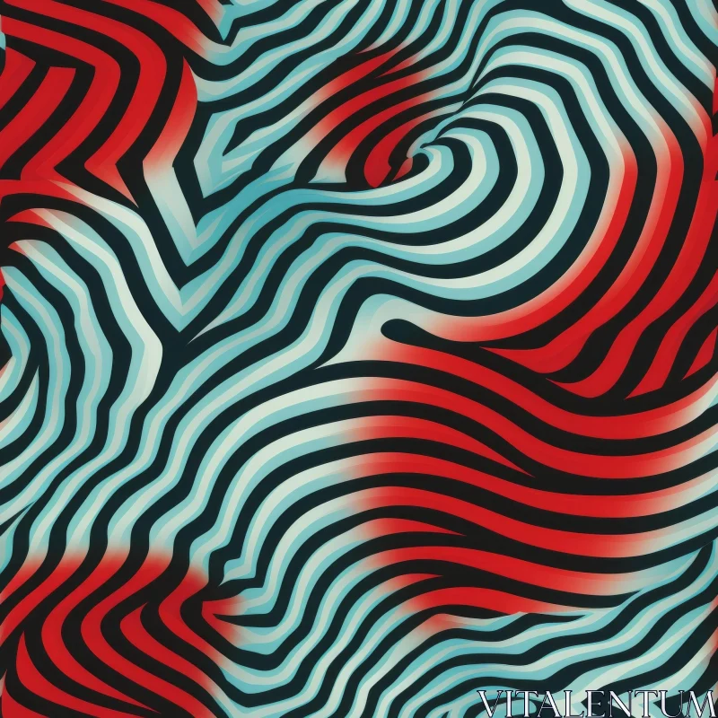 AI ART Red, White, and Blue Waves Seamless Pattern