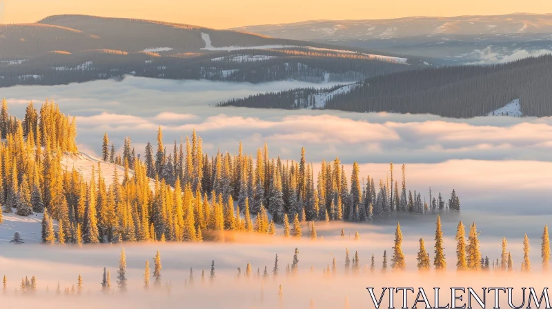 AI ART Snow-Covered Mountain Range at Sunrise