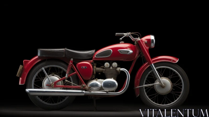 AI ART Vintage Red Triumph Motorcycle - 1950s Classic Restored Bike