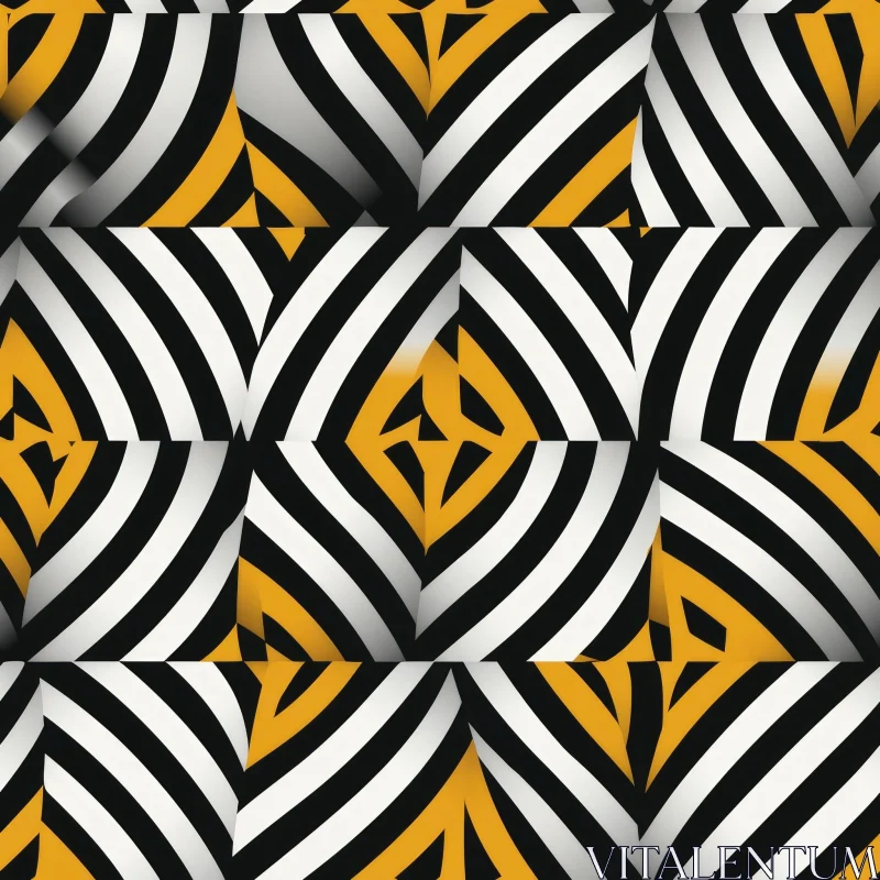 AI ART Black and White Stripes with Yellow Gradient Pattern