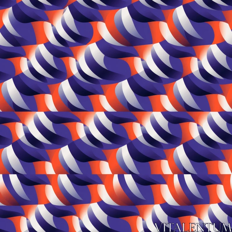Blue and White Wave Pattern on Orange Background AI Image