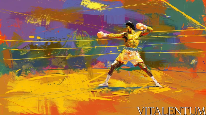 Boxer in Ring - Abstract Expressionist Painting AI Image