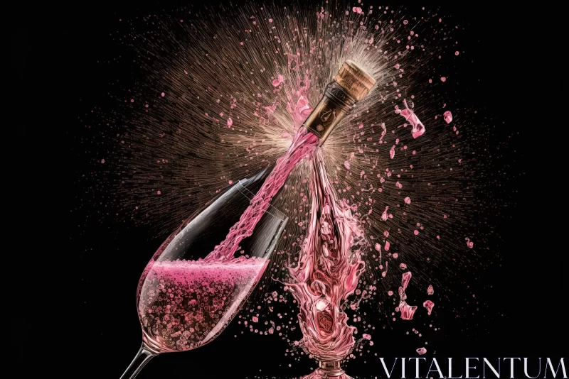 Captivating Pink Wine Splash Artwork - Dynamic Composition AI Image