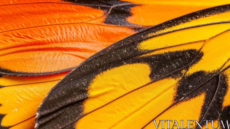 Close-Up Macro Photography of an Orange and Black Butterfly Wing AI Image