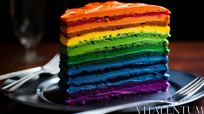 Colorful Rainbow Cake - Delicious Dessert AI Image