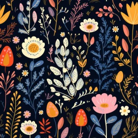 Dark Blue Floral Pattern | Seamless Design