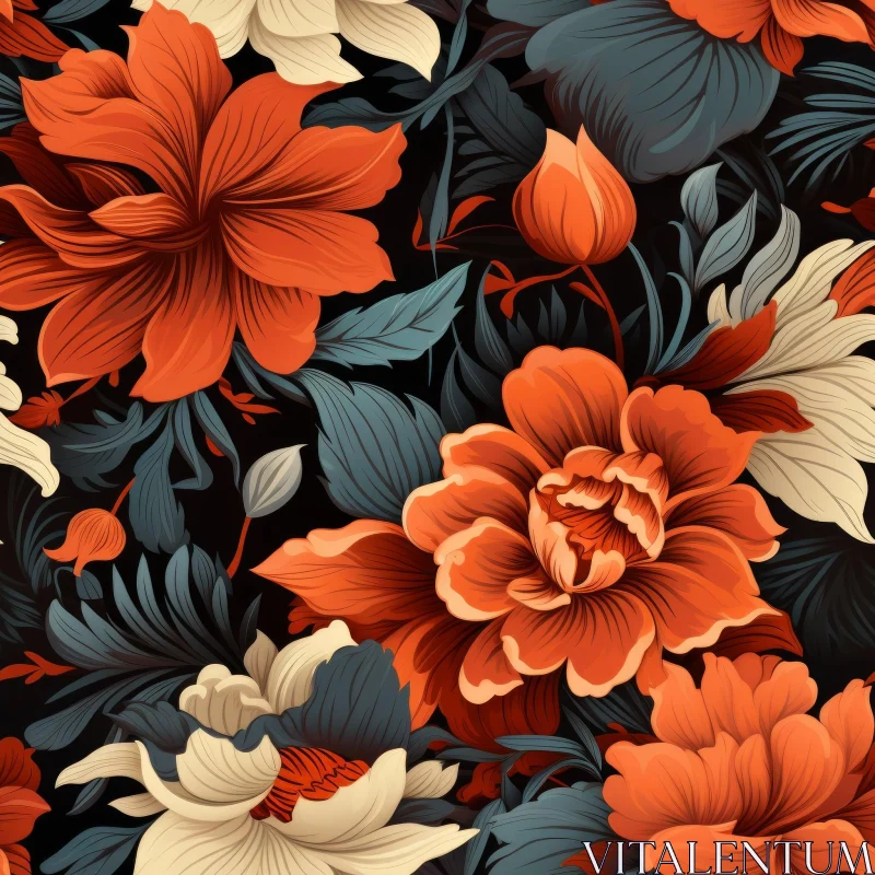 AI ART Dark Floral Seamless Pattern - Home Decor & Fabric Design