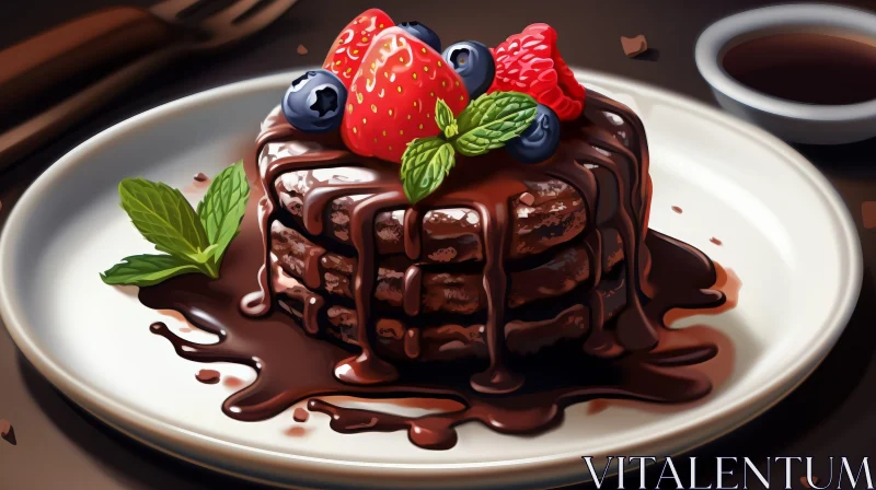 AI ART Decadent Chocolate Pancakes with Berries - Food Art