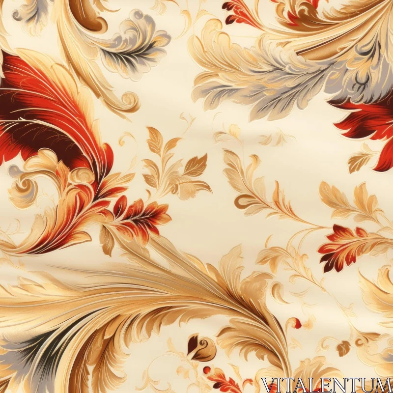 Delicate Floral Pattern on Cream Background AI Image