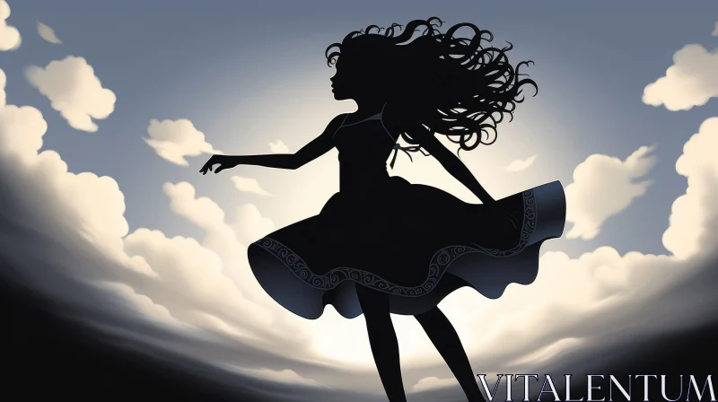 Elegant Silhouette of a Young Dancing Girl AI Image