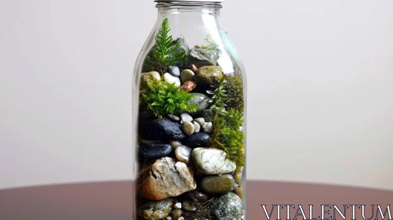 Exquisite Terrarium in Glass Bottle: A Captivating Natural Creation AI Image