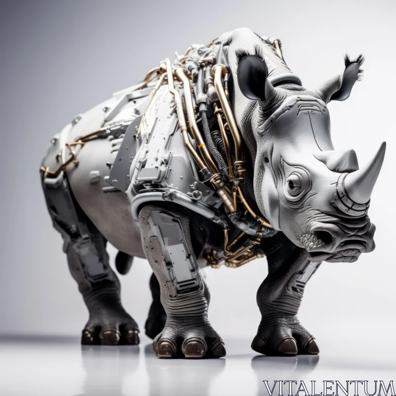 Innovative Metal Rhino Statue: A Fusion of Engineering and Design AI Image