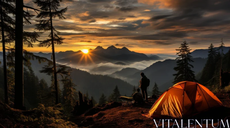 Mountain Sunset Landscape - Serene Nature Photography AI Image